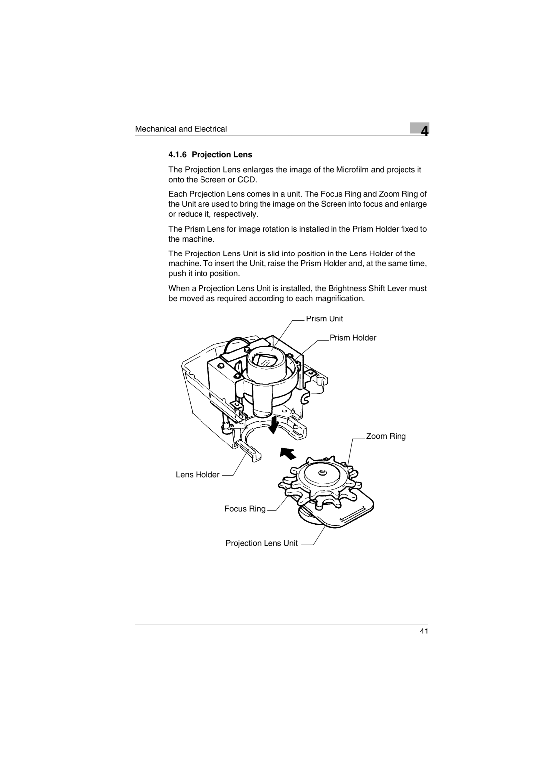 Kodak 2400DSV service manual Projection Lens 