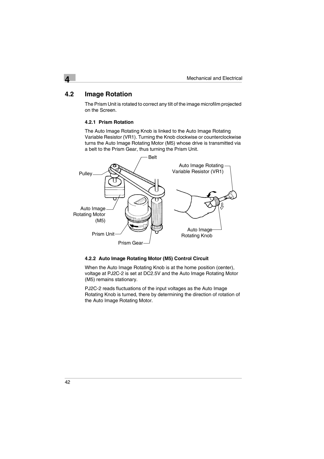 Kodak 2400DSV service manual Image Rotation, Prism Rotation, Auto Image Rotating Motor M5 Control Circuit 