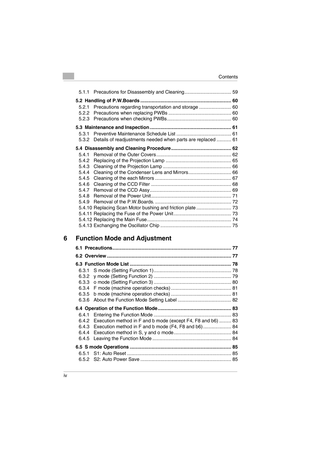 Kodak 2400DSV service manual Function Mode and Adjustment, Handling of P.W.Boards, Precautions Overview Function Mode List 