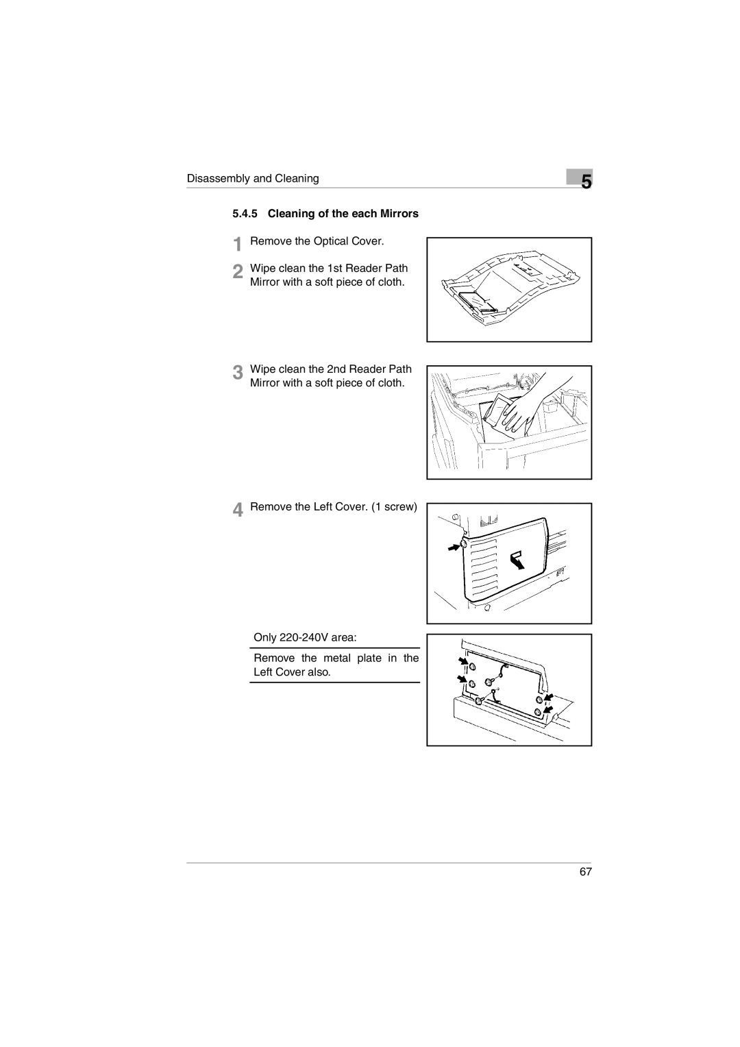 Kodak 2400DSV service manual Cleaning of the each Mirrors 