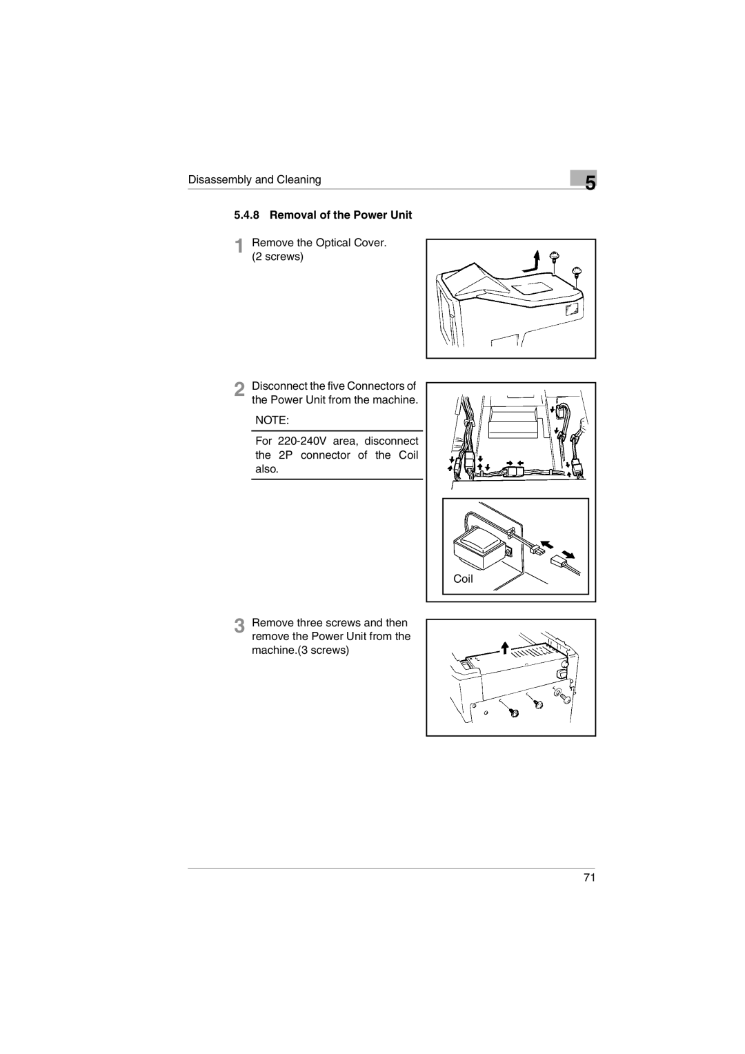 Kodak 2400DSV service manual Removal of the Power Unit 