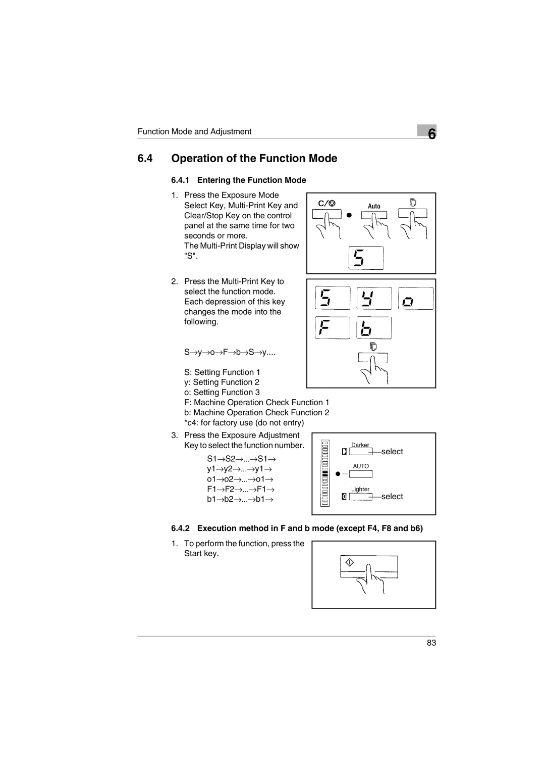 Kodak 2400DSV service manual Operation of the Function Mode, Entering the Function Mode 