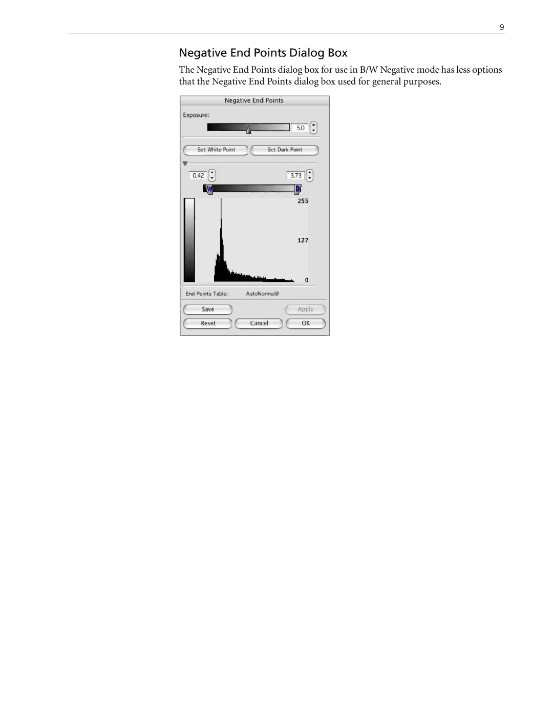 Kodak 2.5.5 manual Negative End Points Dialog Box 