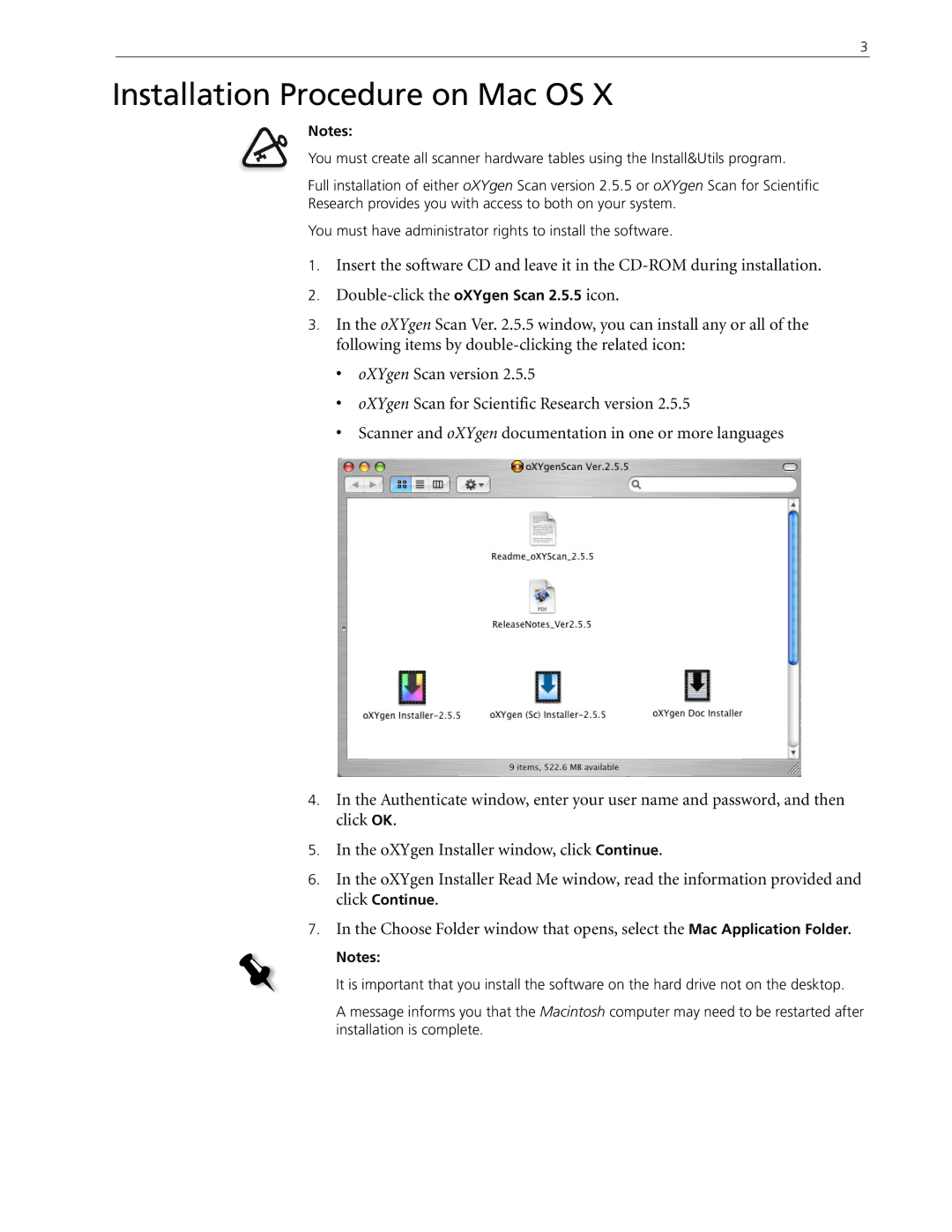 Kodak 2.5.5 manual Installation Procedure on Mac OS 