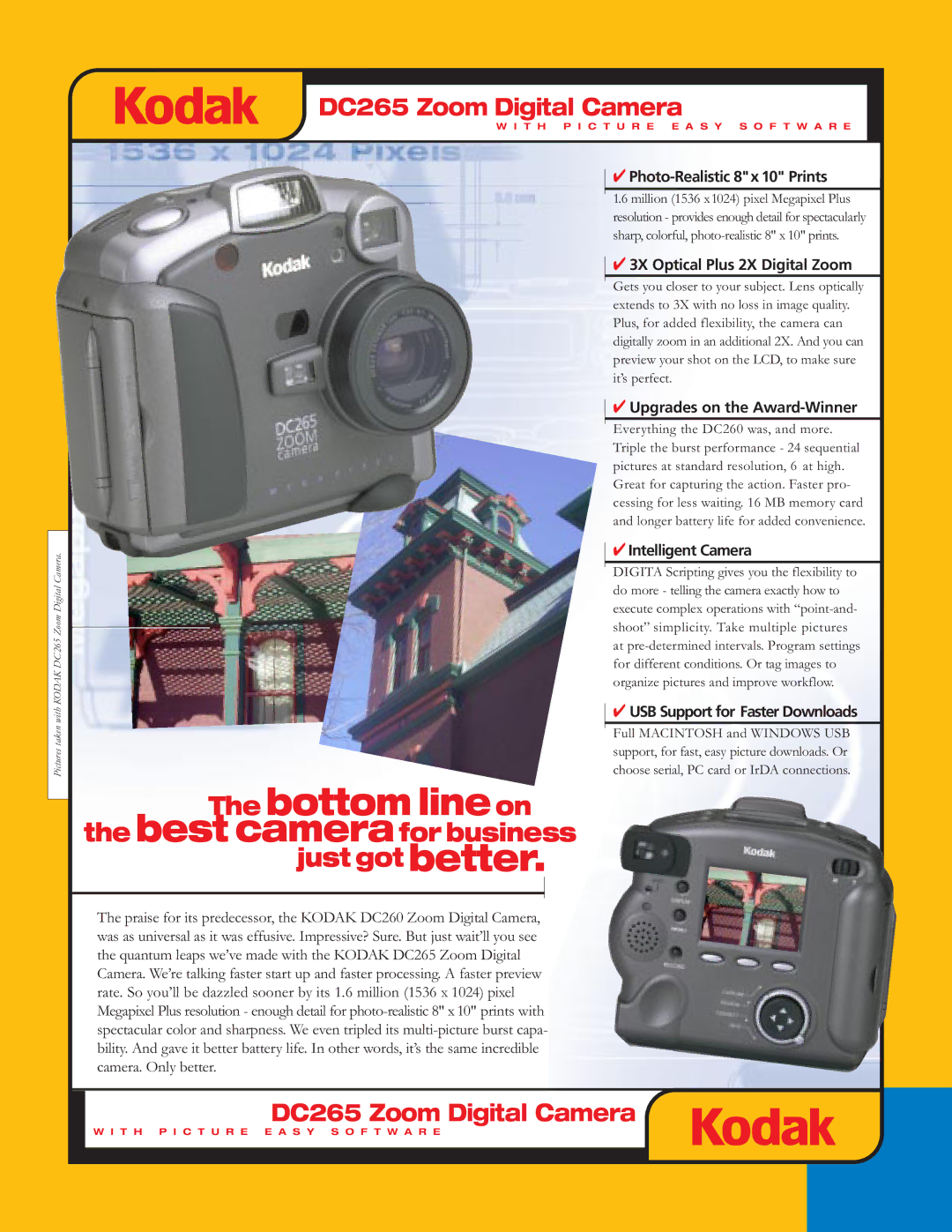 Kodak 265 manual Photo-Realistic 8x10 Prints, 3X Optical Plus 2X Digital Zoom, Upgrades on the Award-Winner 