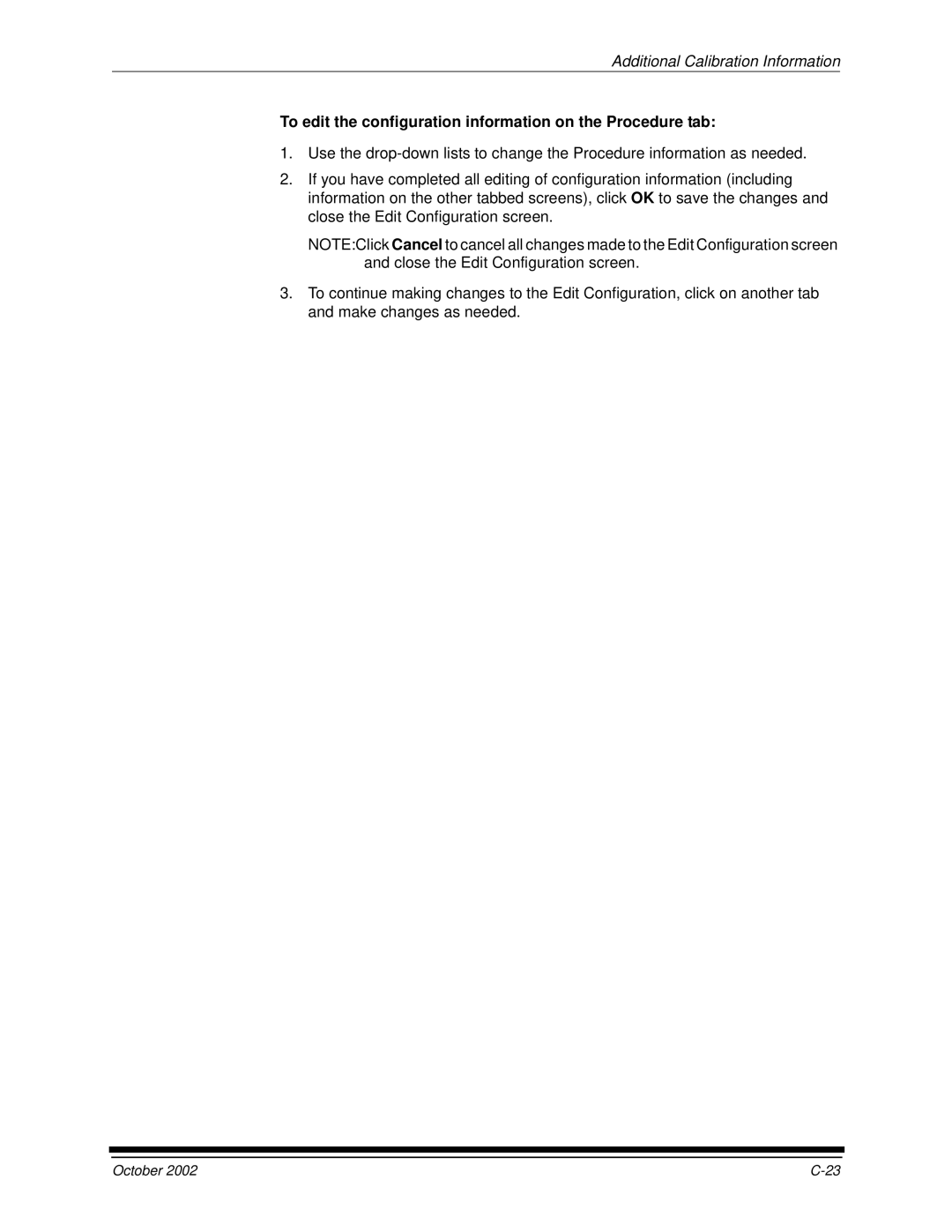 Kodak 2J0686 manual To edit the configuration information on the Procedure tab 