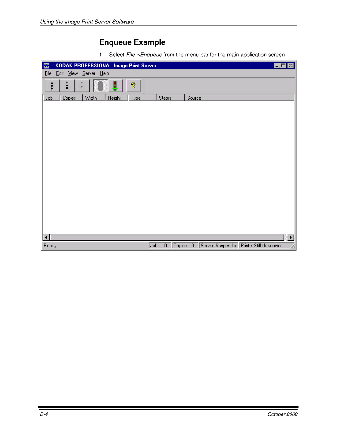 Kodak 2J0686 manual Enqueue Example 