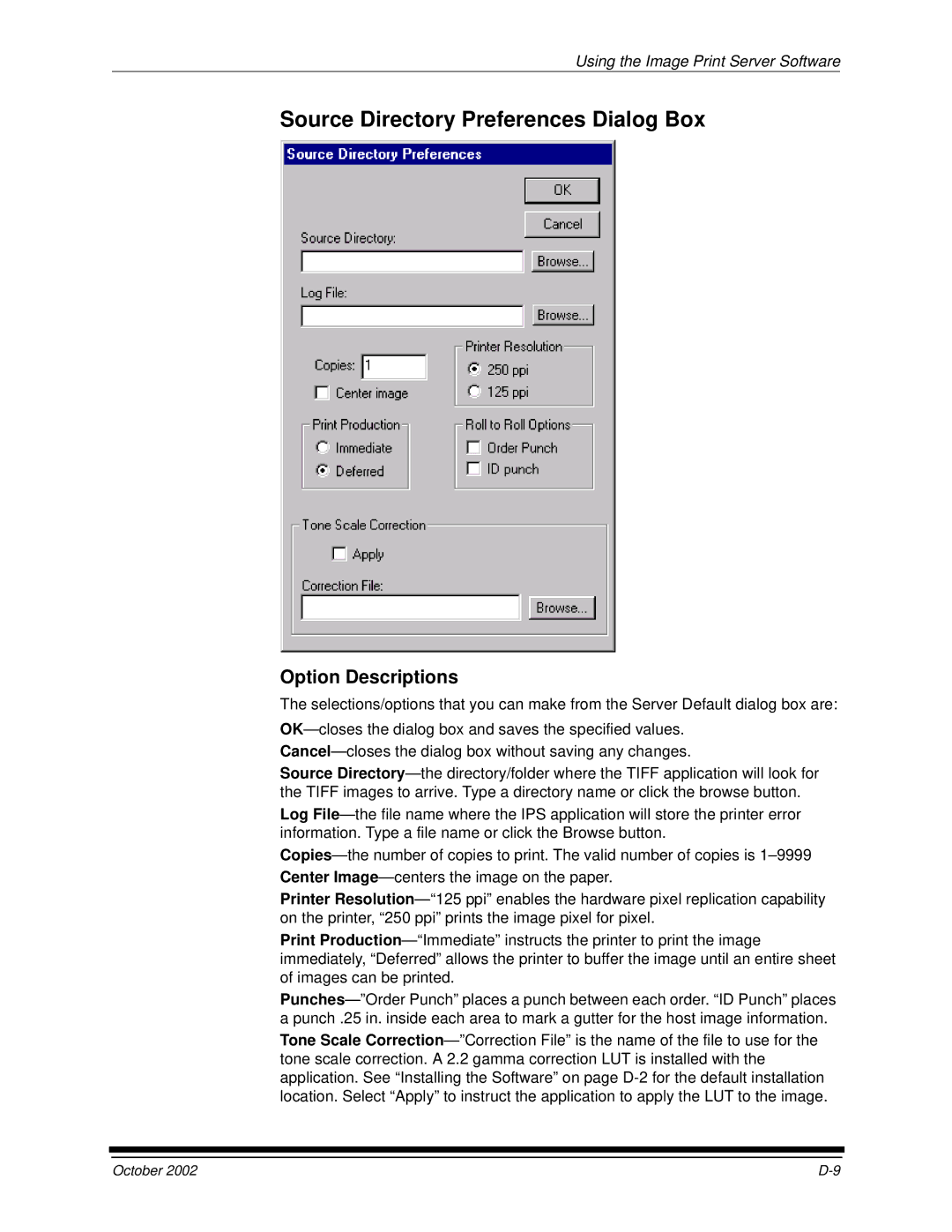 Kodak 2J0686 manual Source Directory Preferences Dialog Box 