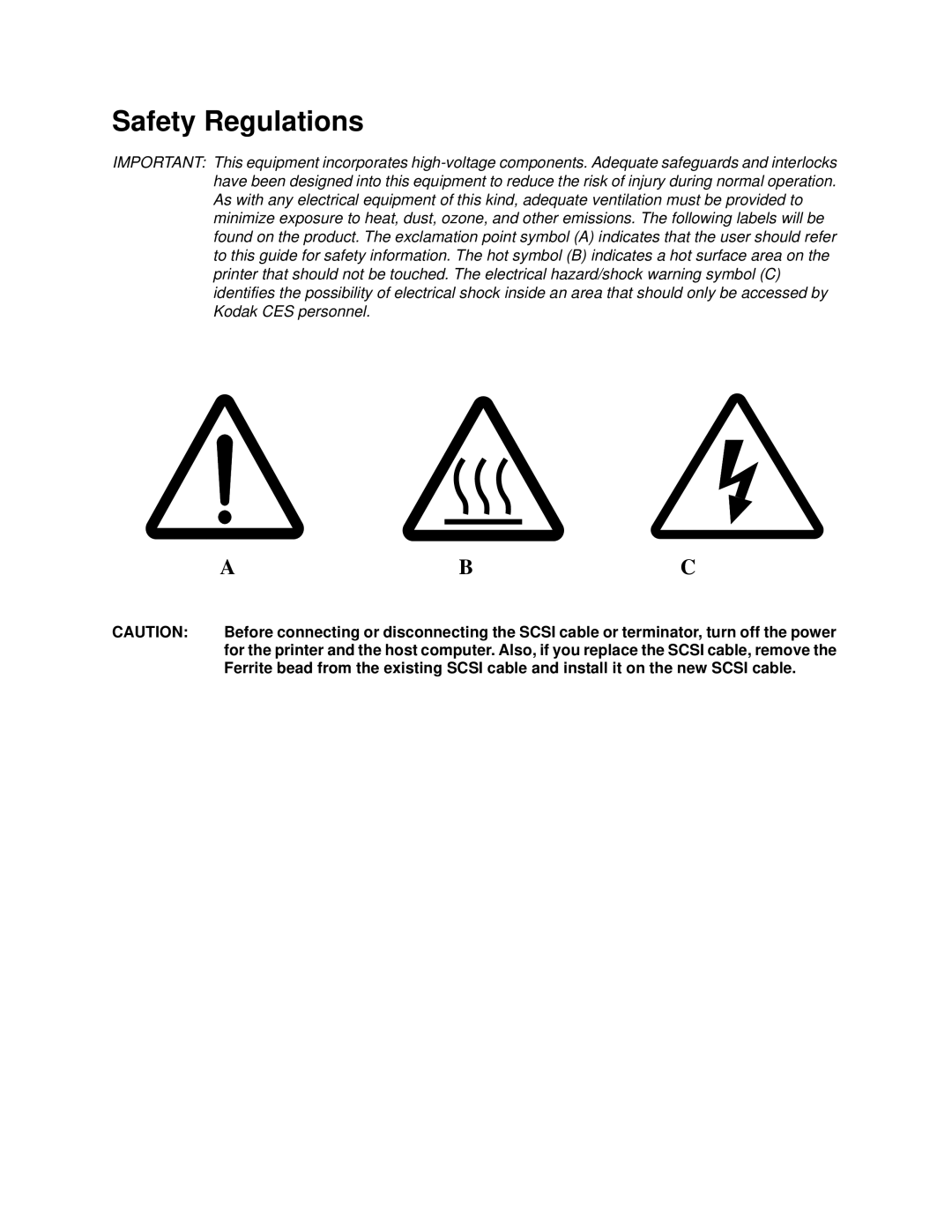 Kodak 2J0686 manual Safety Regulations 