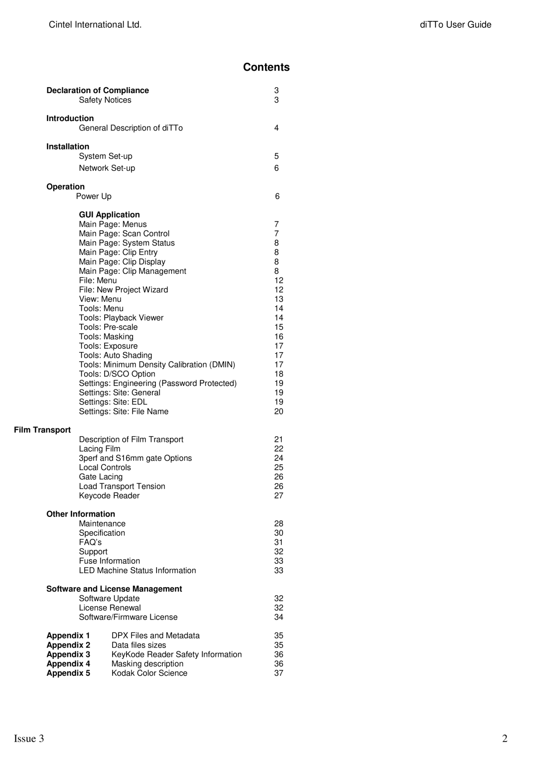 Kodak 3 manual Contents 