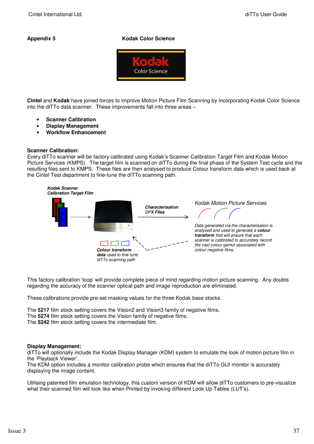 Kodak 3 manual Appendix Kodak Color Science, Display Management 