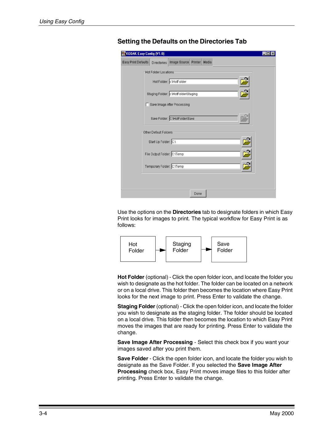 Kodak 3000 manual Setting the Defaults on the Directories Tab 