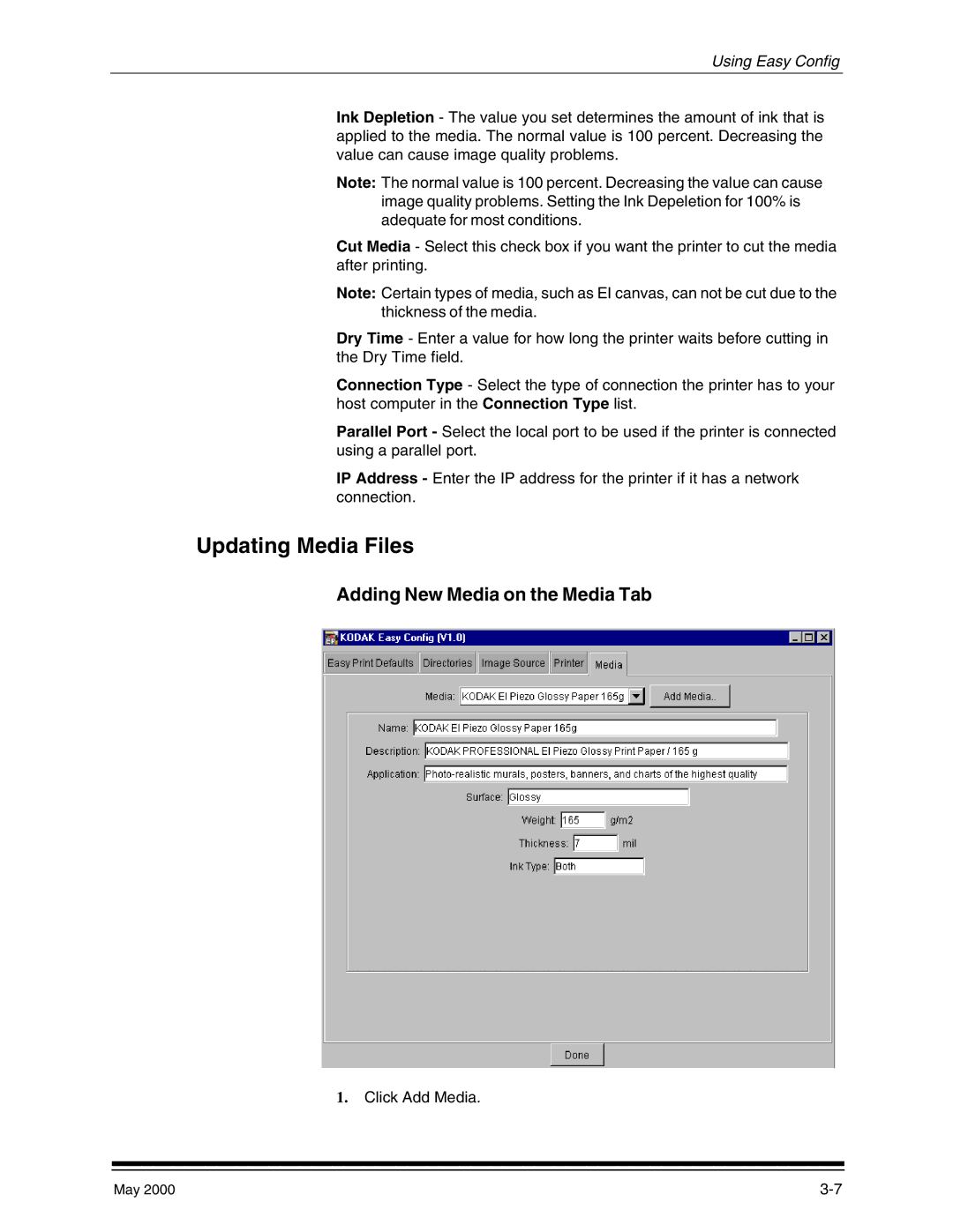 Kodak 3000 manual Updating Media Files, Adding New Media on the Media Tab 