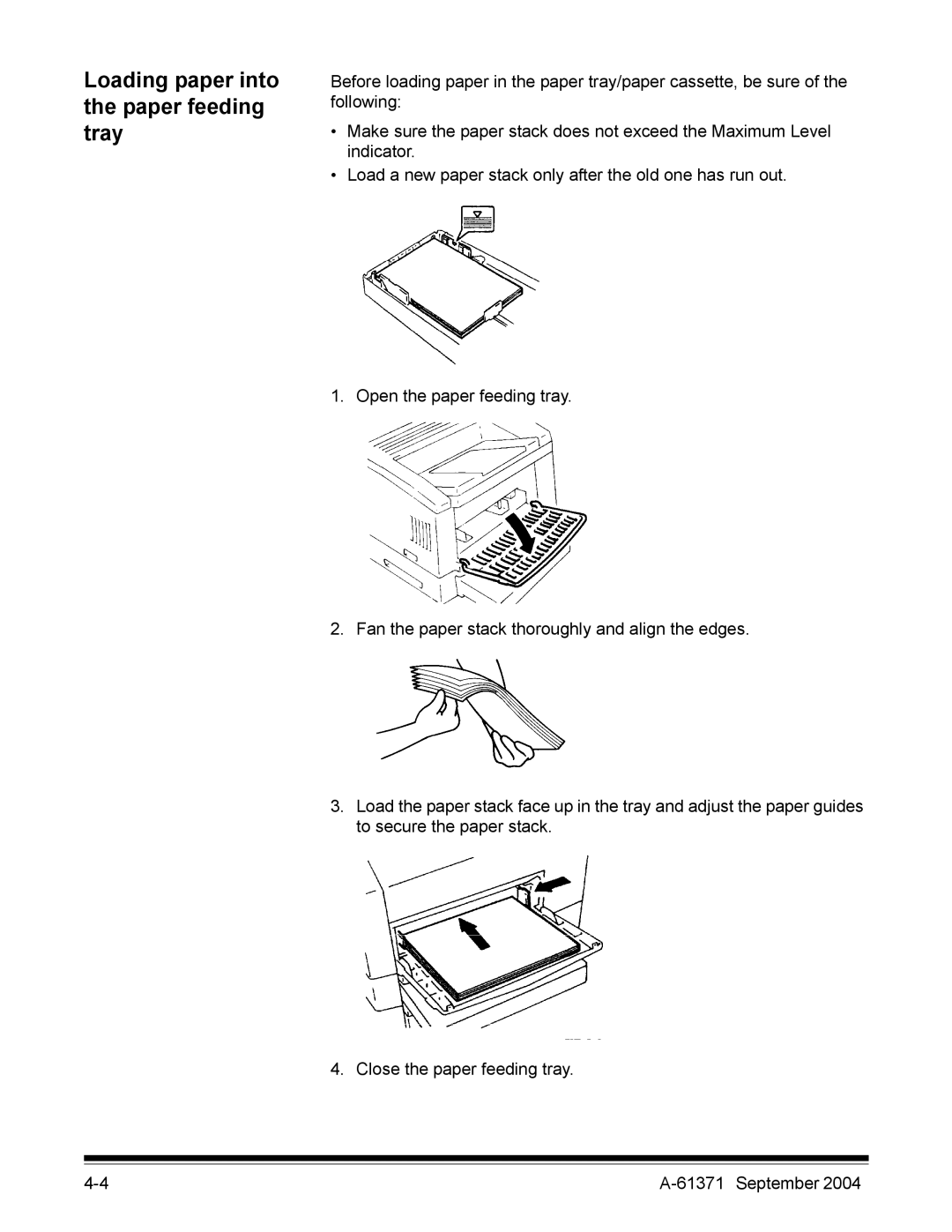 Kodak 3000DSV-E manual Loading paper into the paper feeding tray 