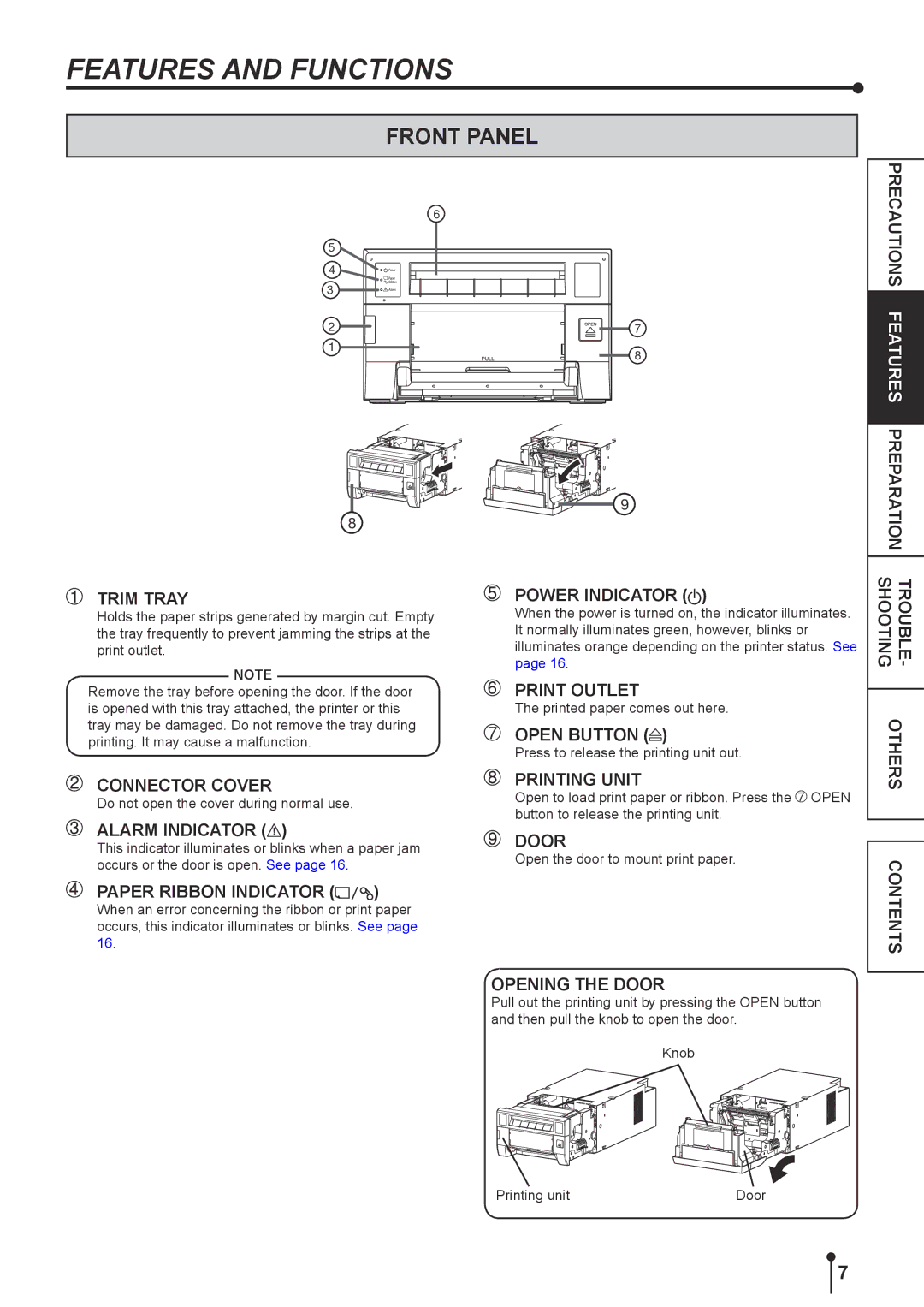 Kodak 305 manual Features and Functions, Front Panel 