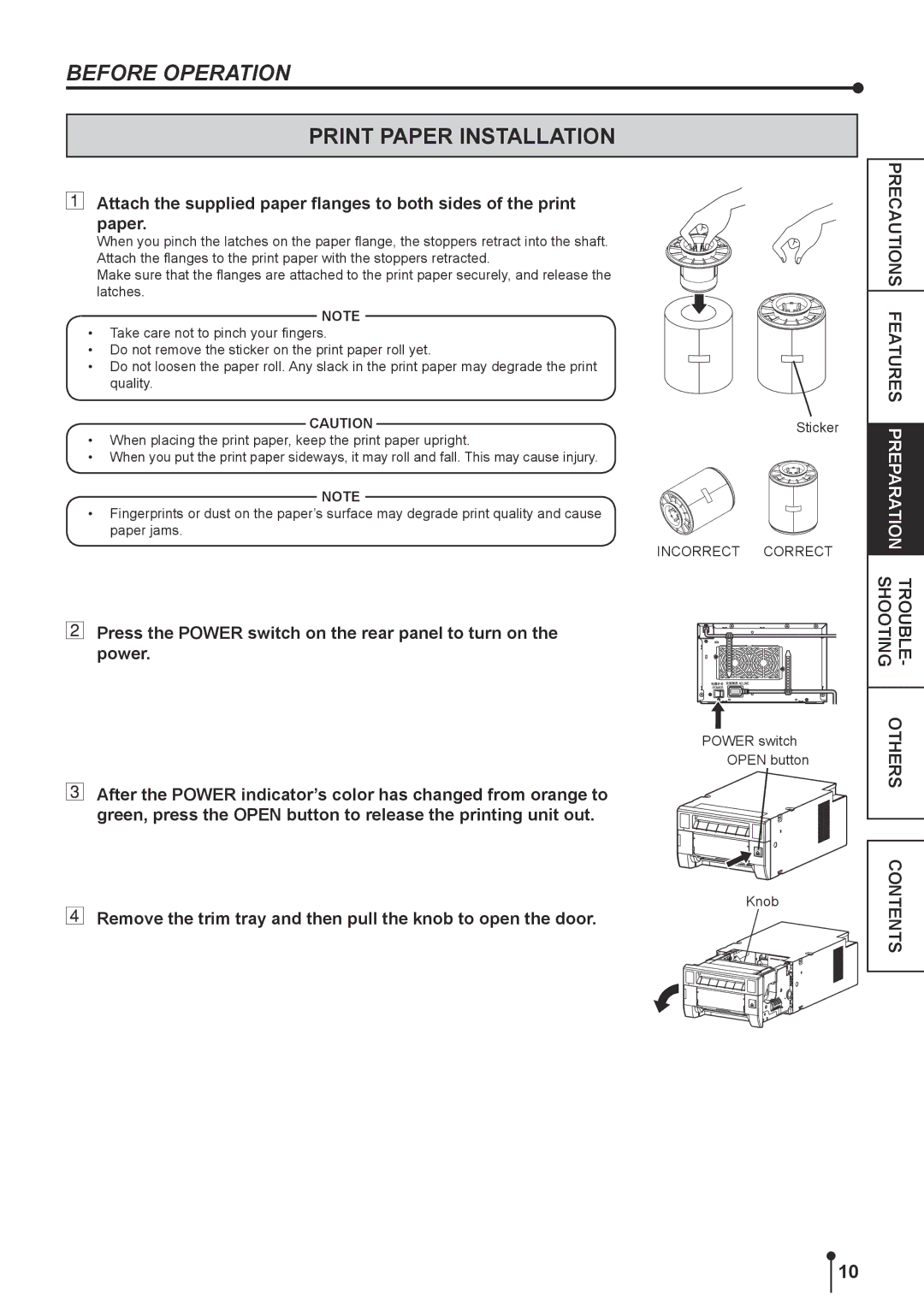 Kodak 305 manual Before Operation, Print Paper Installation 