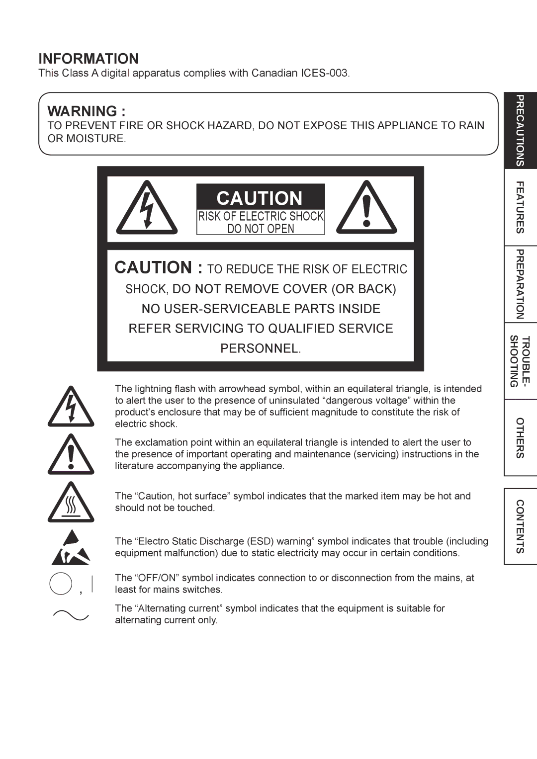 Kodak 305 manual Information, Contents 