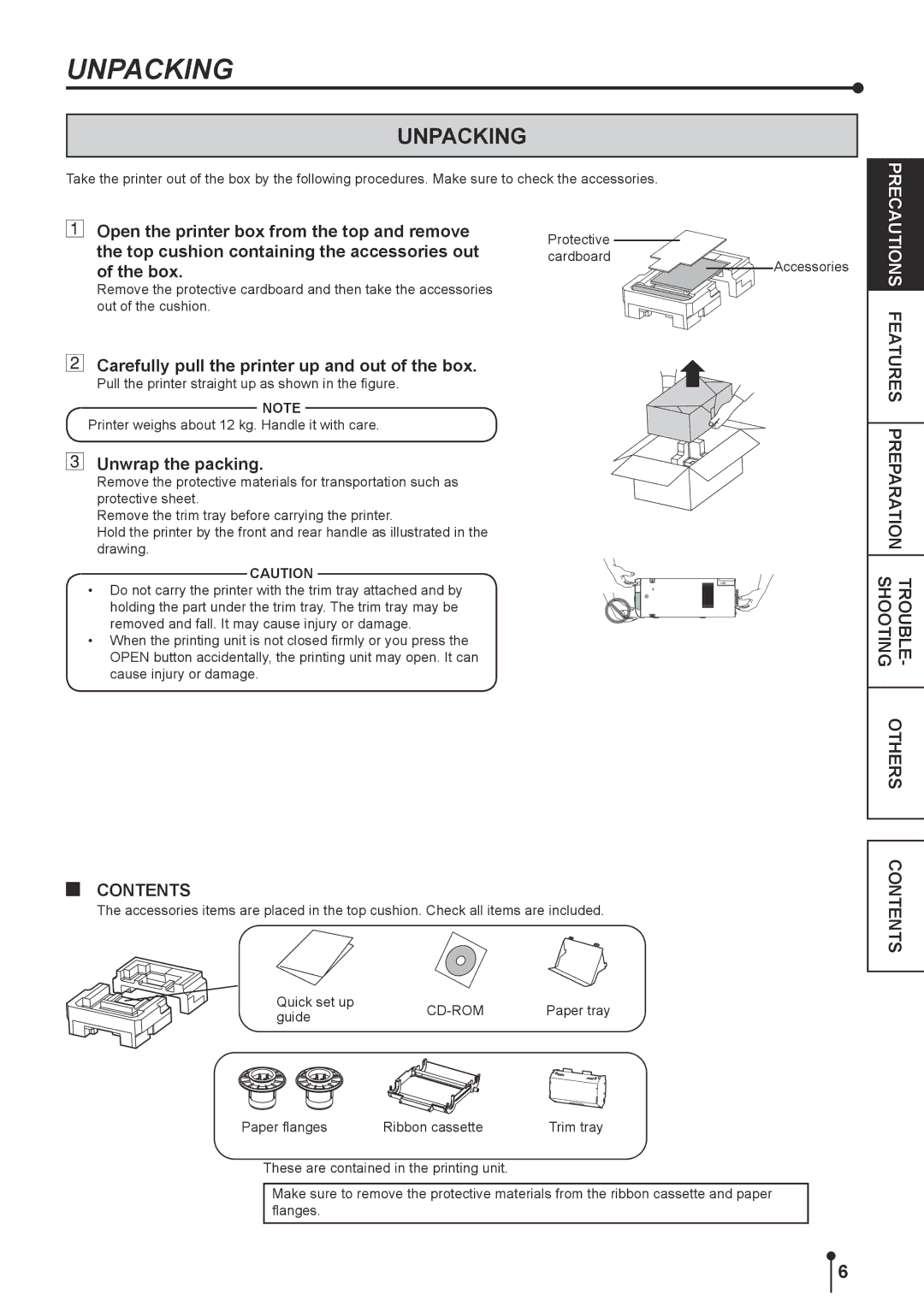 Kodak 305 manual Unpacking, Carefully pull the printer up and out of the box, Unwrap the packing 