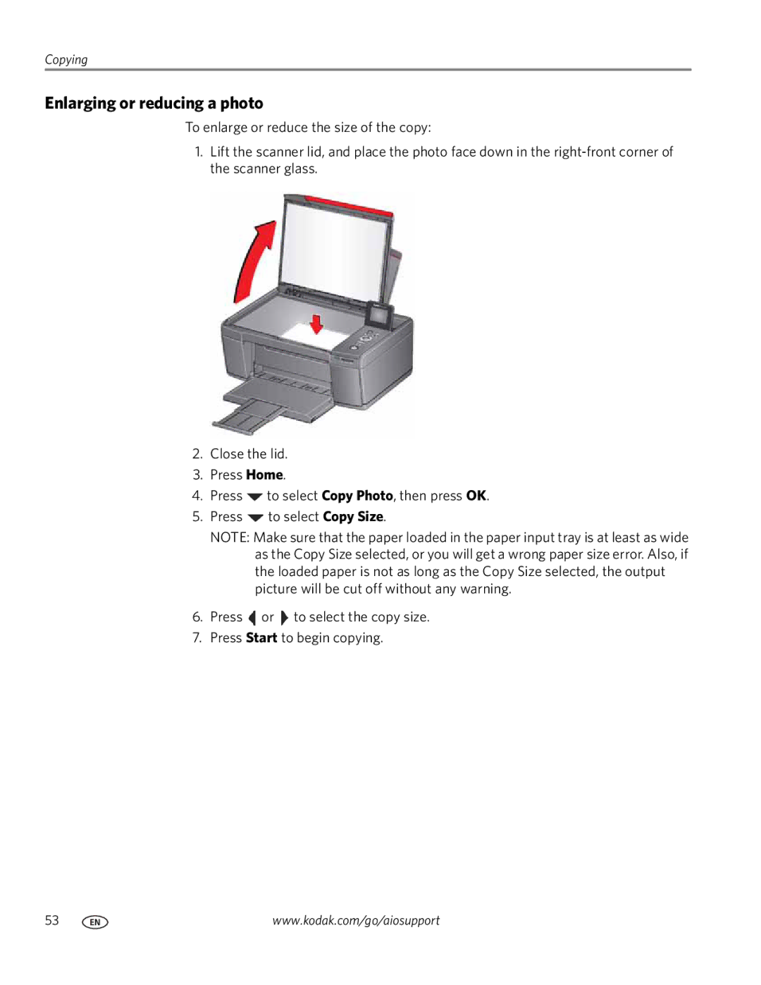 Kodak 3.1 manual Enlarging or reducing a photo 