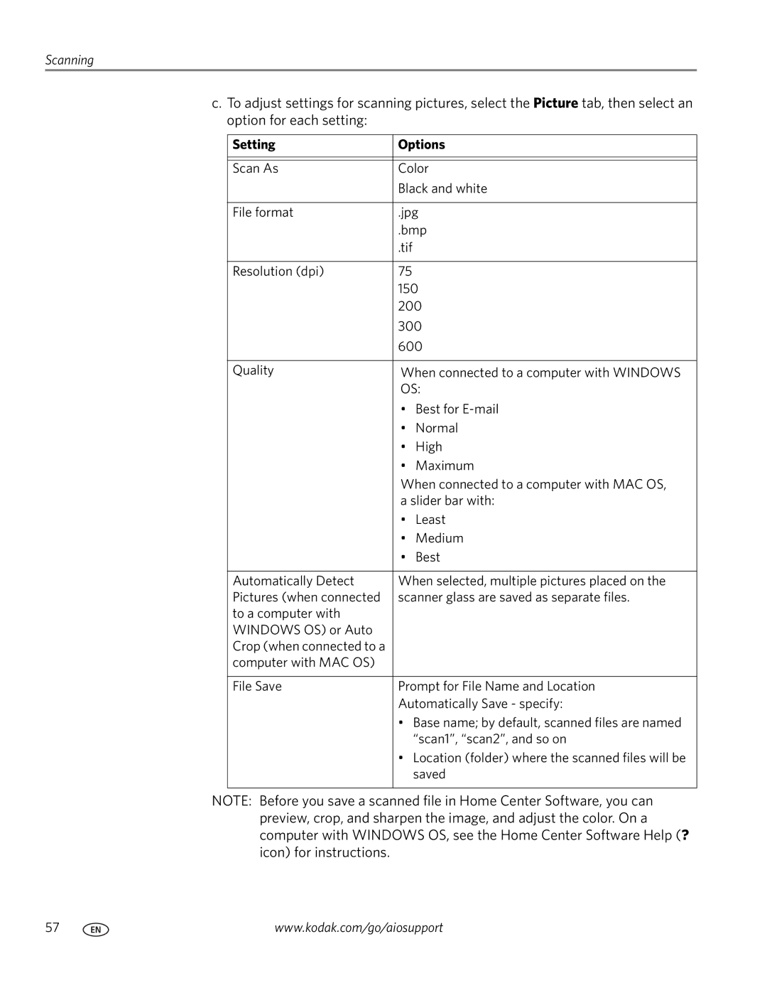 Kodak 3.1 manual Scanning 