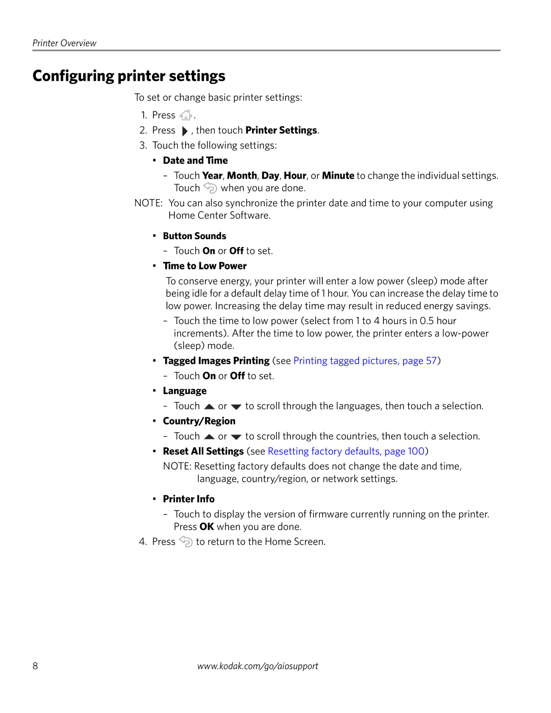 Kodak 3.2S manual Configuring printer settings 