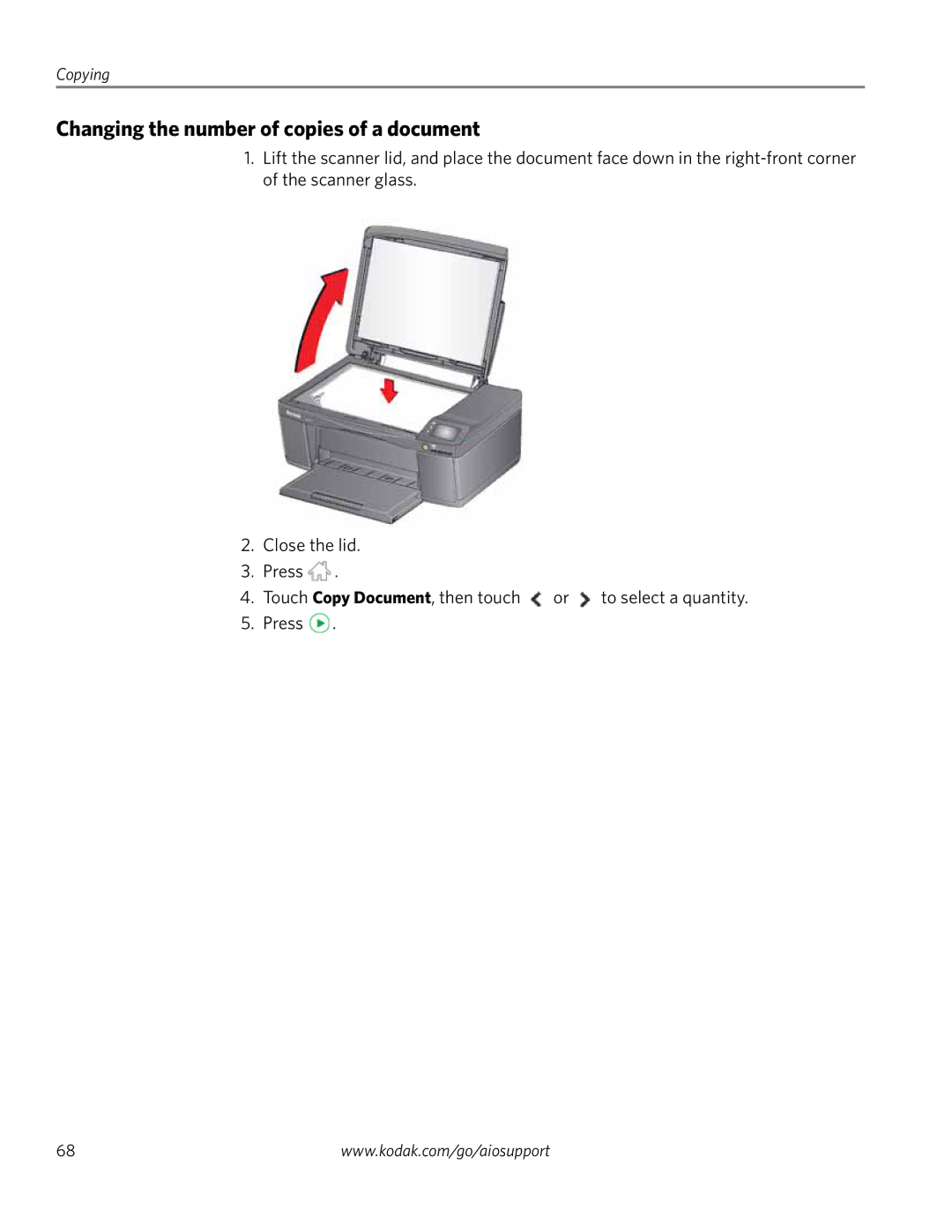 Kodak 3.2S manual Changing the number of copies of a document 