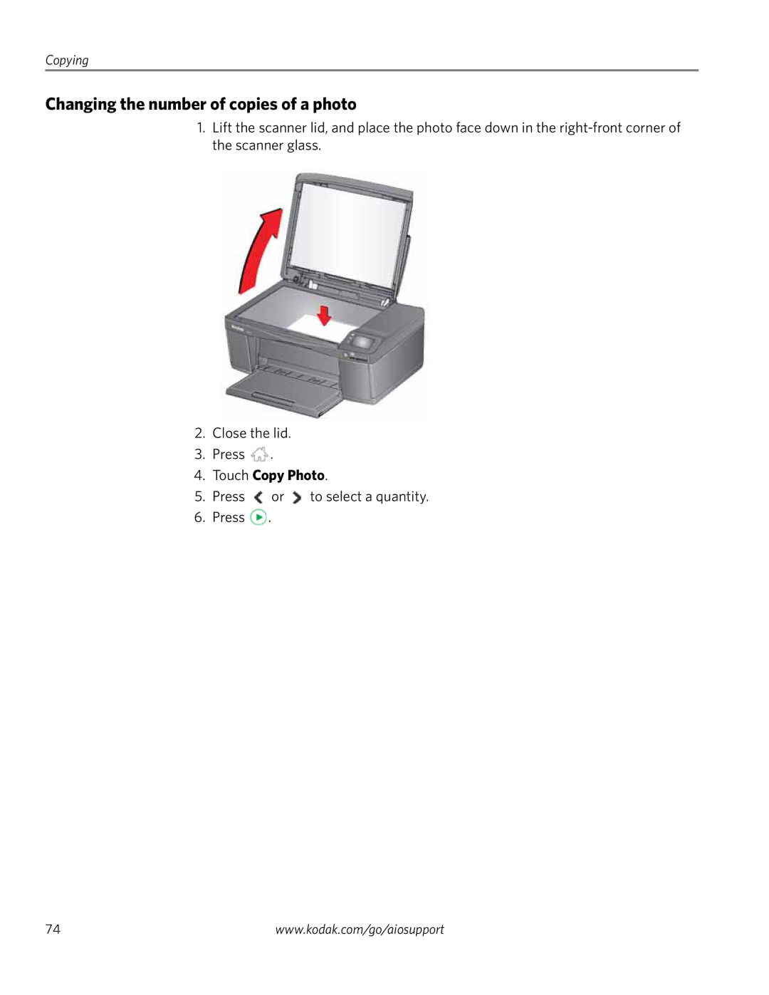 Kodak 3.2S manual Changing the number of copies of a photo 