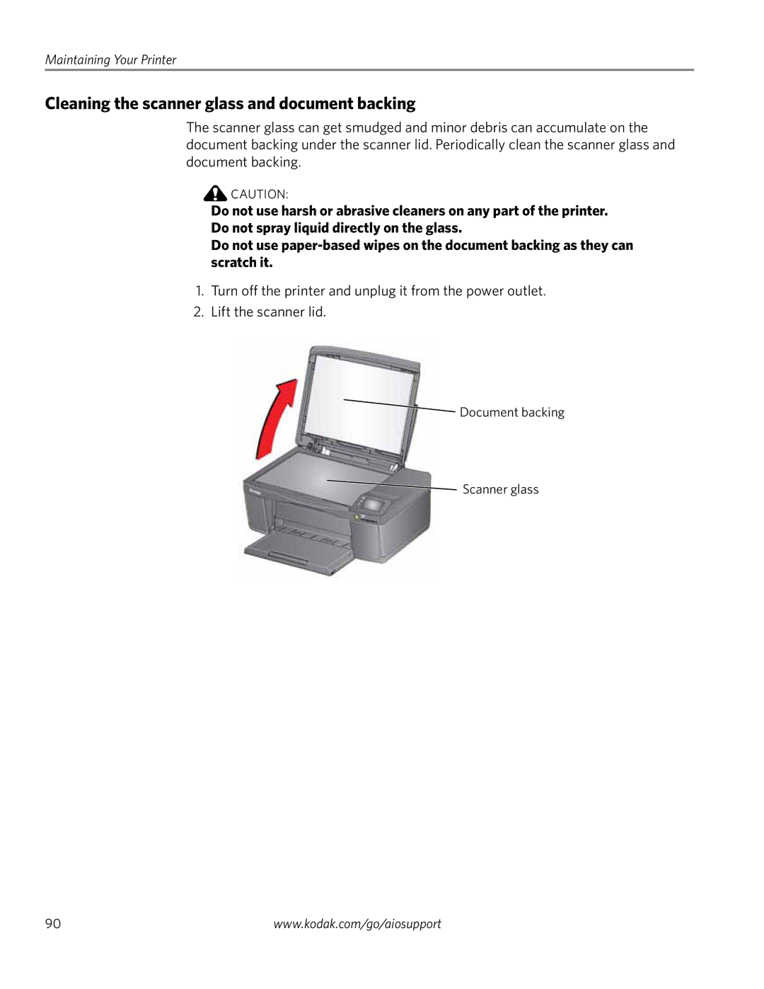 Kodak 3.2S manual Cleaning the scanner glass and document backing 