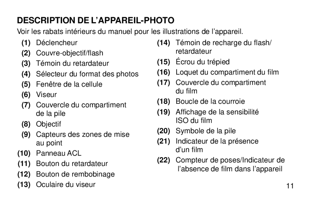 Kodak 3200 AF manual Description DE L’APPAREIL-PHOTO 