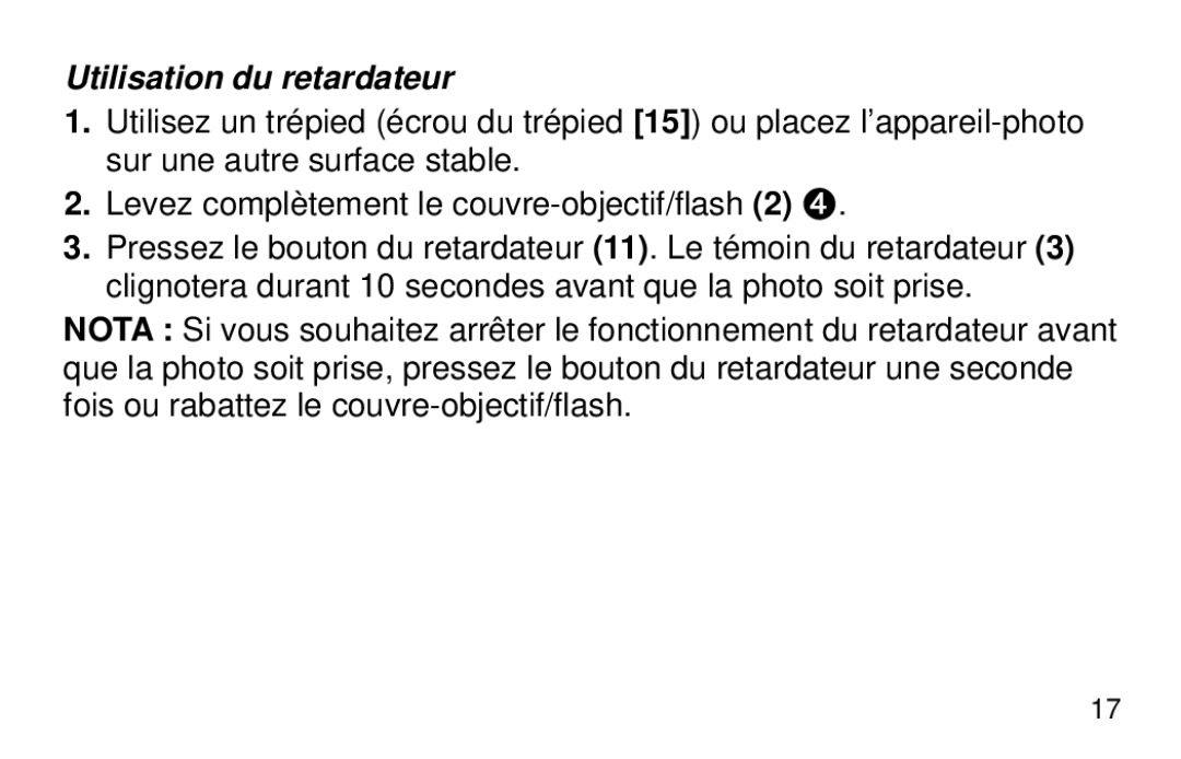 Kodak 3200 AF manual Utilisation du retardateur 