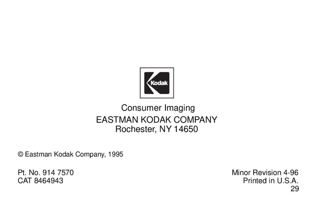 Kodak 3200AF manual Eastman Kodak Company, Rochester, NY 