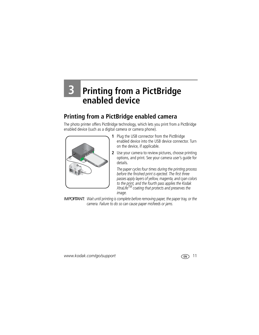 Kodak 350 manual Printing from a PictBridge enabled device, Printing from a PictBridge enabled camera 