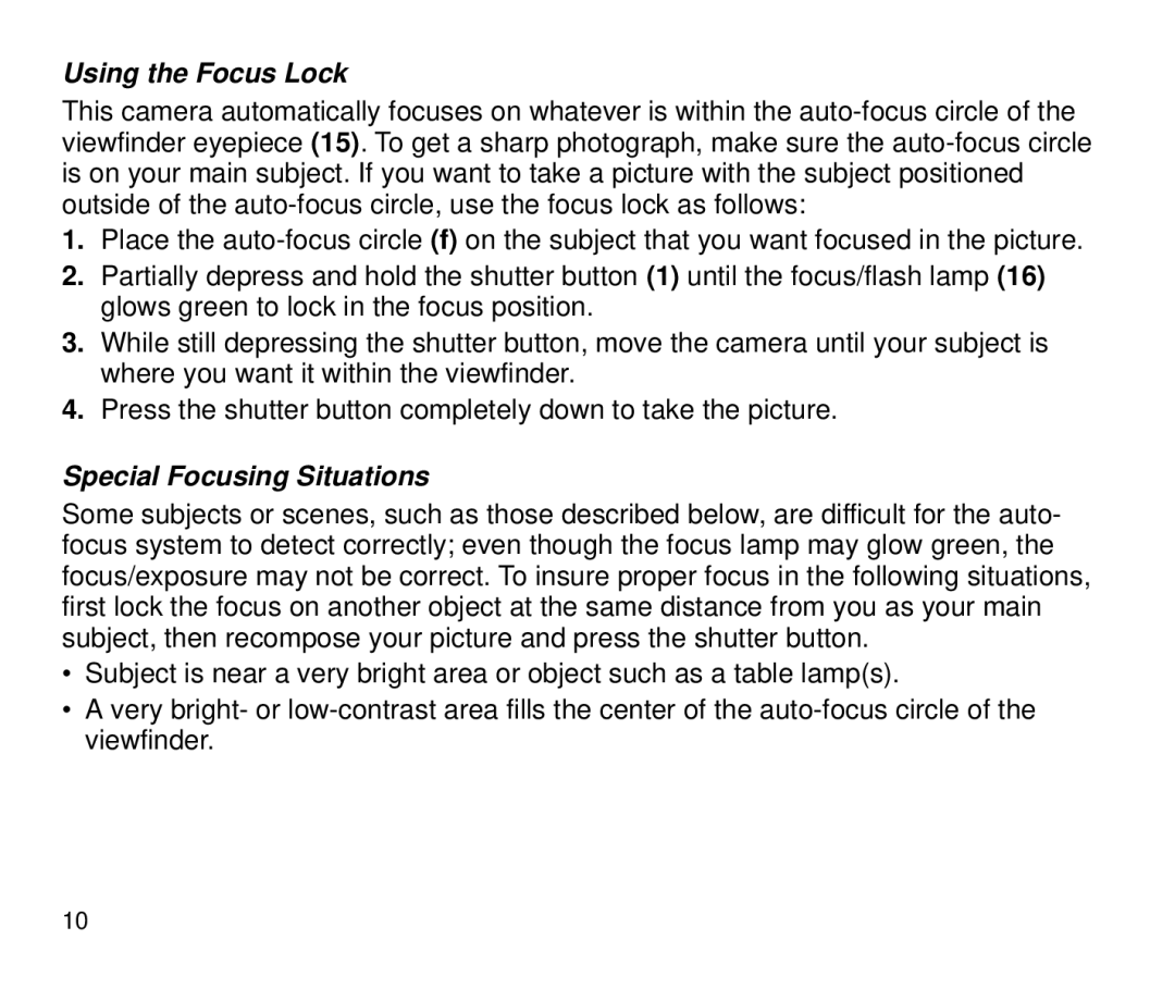 Kodak 3700ix, 3800ix manual Using the Focus Lock, Special Focusing Situations 
