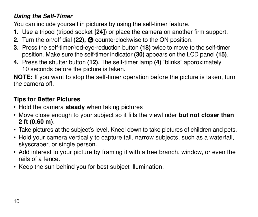 Kodak 4100ix manual Using the Self-Timer, Tips for Better Pictures 