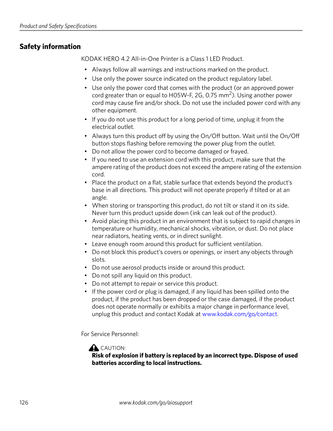 Kodak 4.2 manual Safety information 