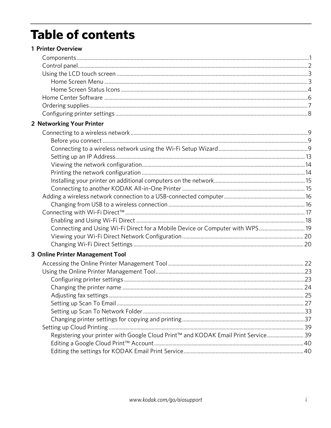 Kodak 4.2 manual Table of contents 