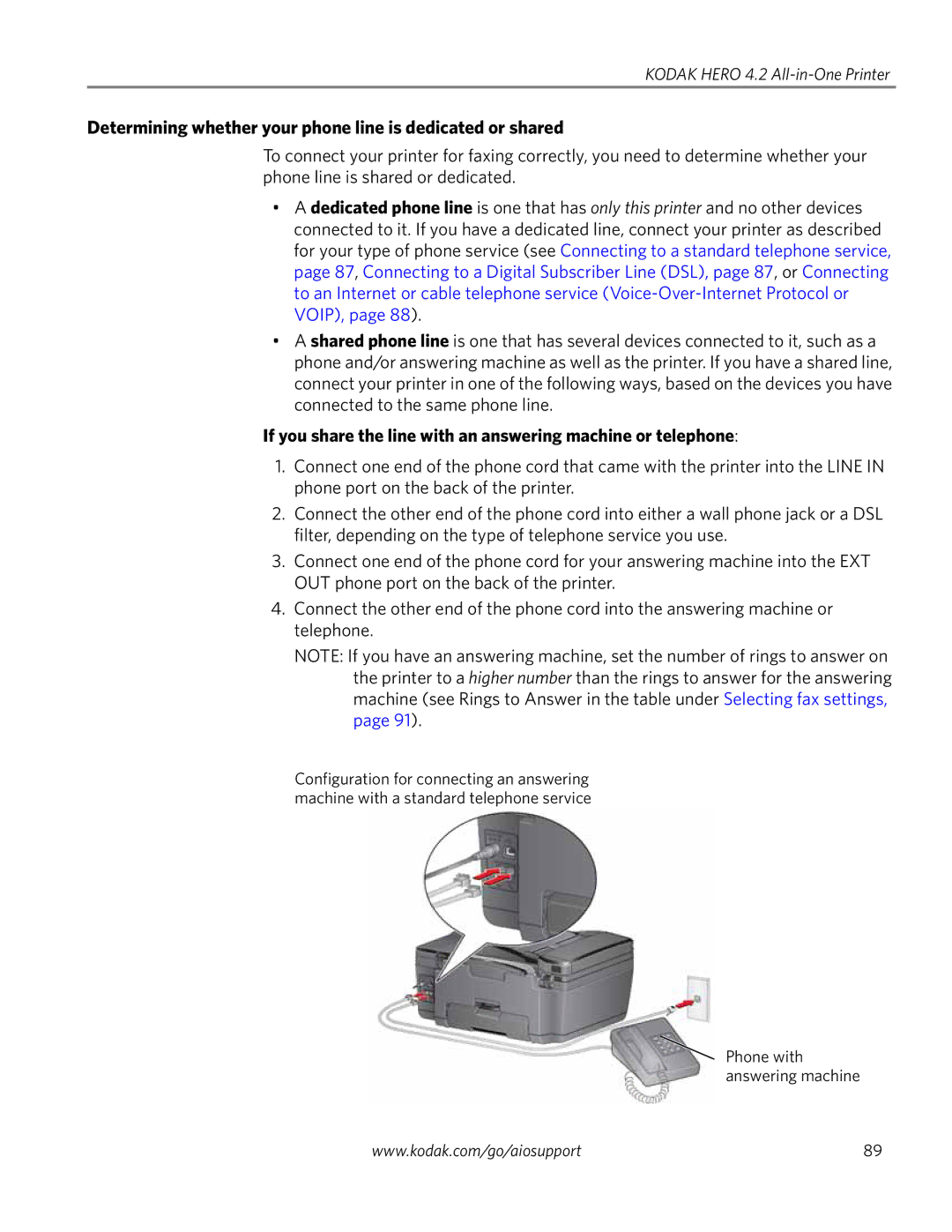 Kodak 4.2 manual Determining whether your phone line is dedicated or shared 