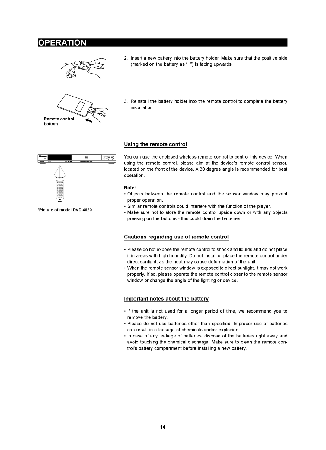 Kodak 4620 user manual Using the remote control, Important notes about the battery 