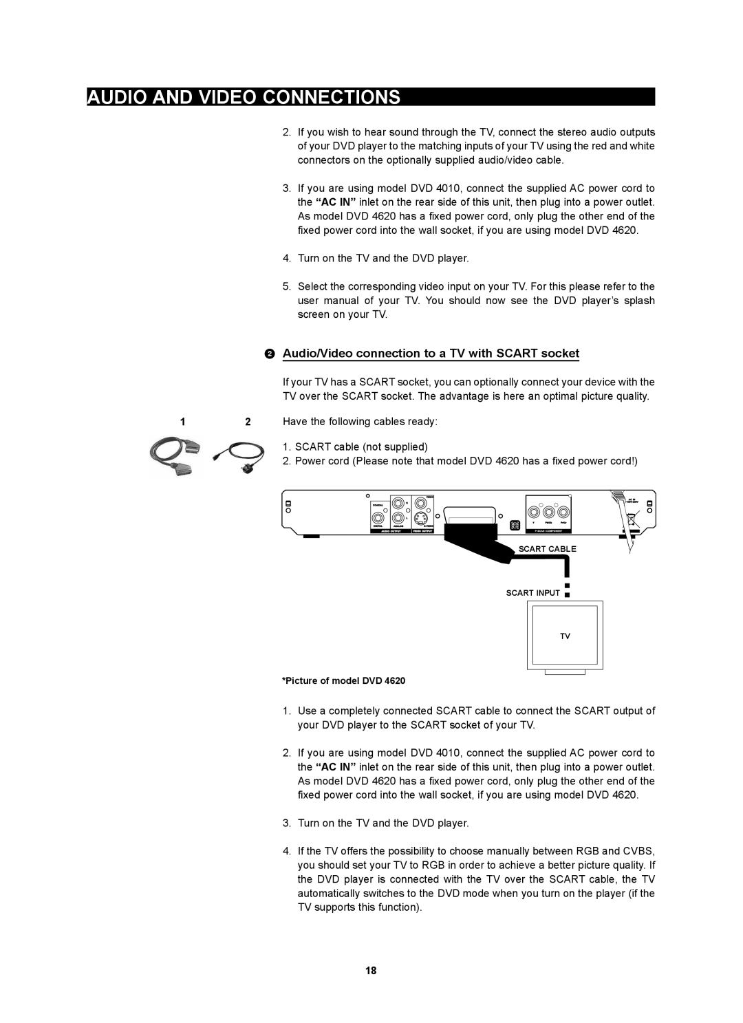 Kodak 4620 user manual Audio/Video connection to a TV with Scart socket 