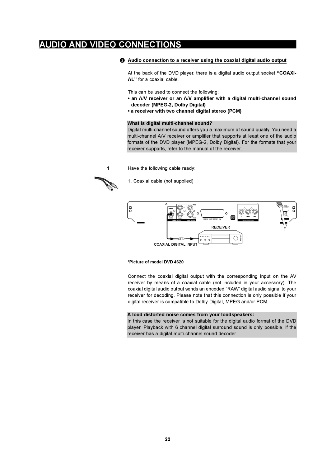 Kodak 4620 user manual Loud distorted noise comes from your loudspeakers 