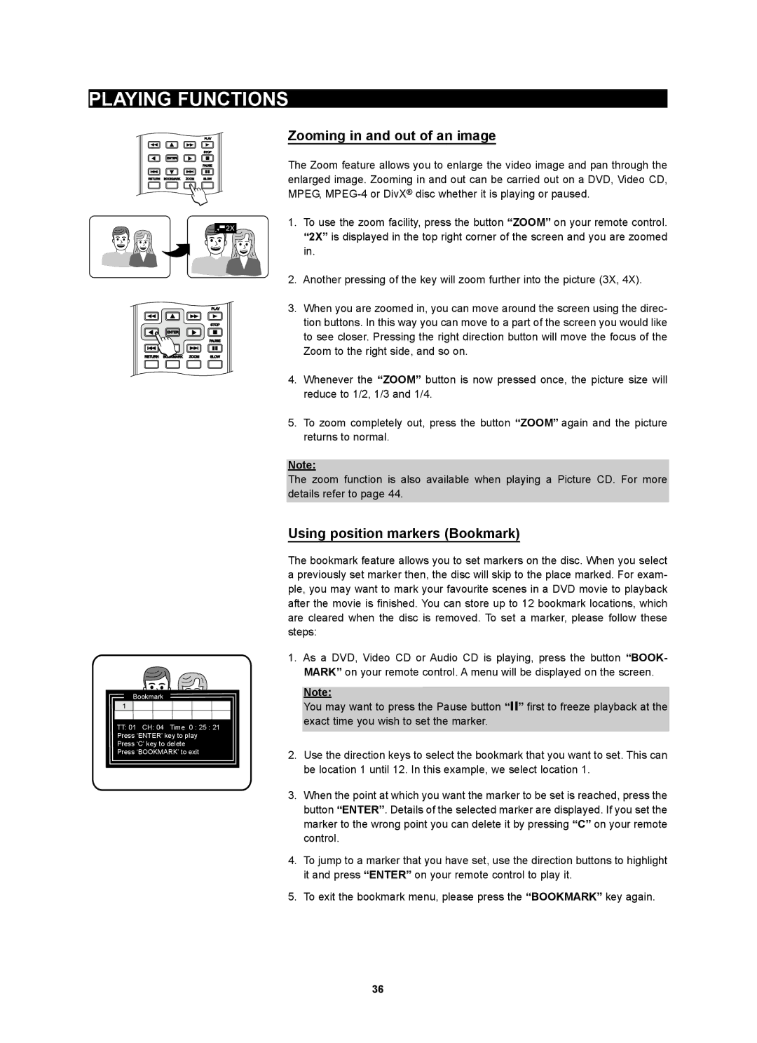 Kodak 4620 user manual Zooming in and out of an image, Using position markers Bookmark 