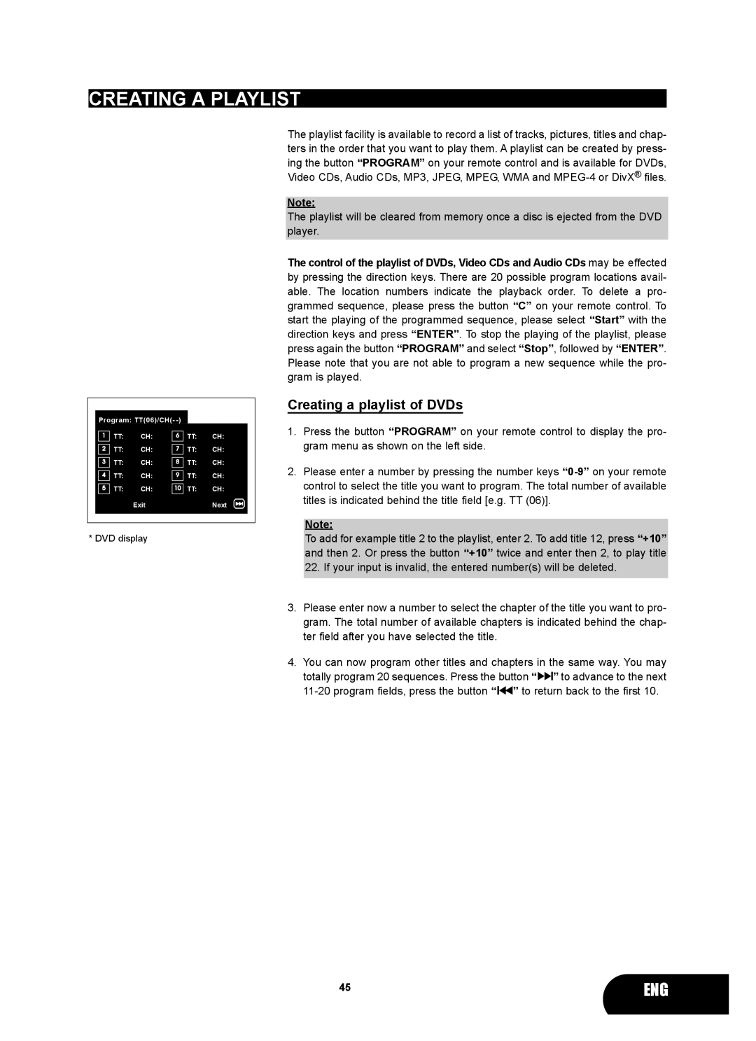 Kodak 4620 user manual Creating a Playlist, Creating a playlist of DVDs 