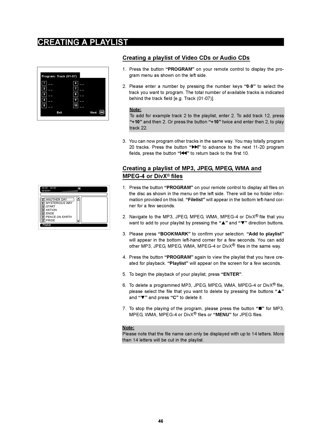 Kodak 4620 user manual Creating a playlist of Video CDs or Audio CDs, Program Track ExitNext 