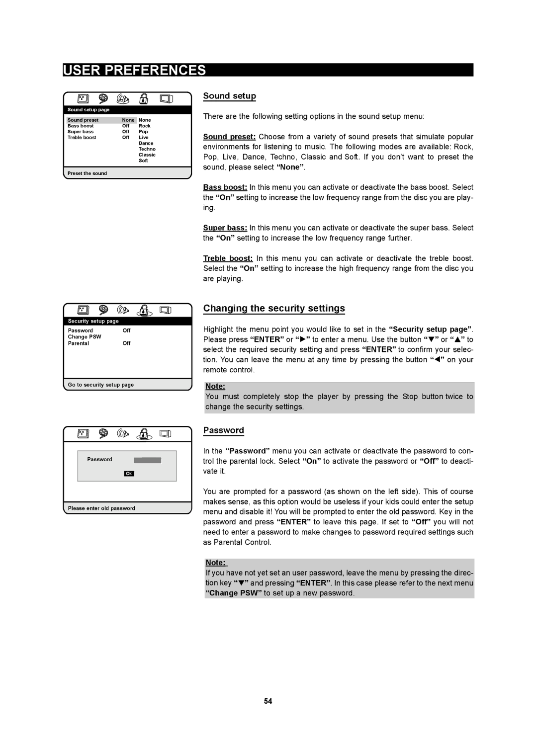 Kodak 4620 user manual Changing the security settings, Sound setup, Password 