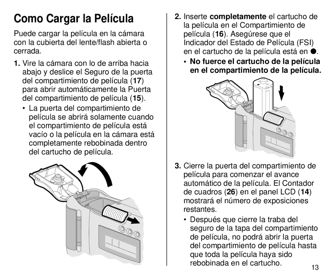 Kodak 4800IX ZOOM, 4700 ix manual Como Cargar la Película 