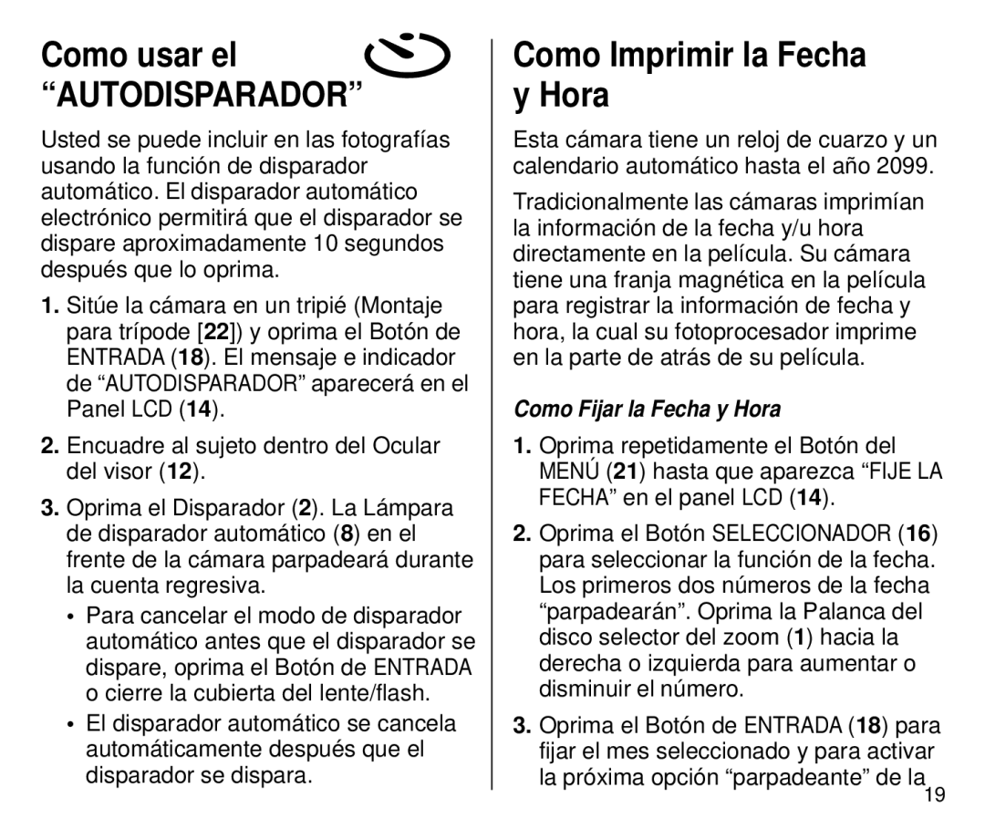 Kodak 4800IX ZOOM, 4700 ix manual Como usar el, Como Imprimir la Fecha y Hora, Como Fijar la Fecha y Hora 