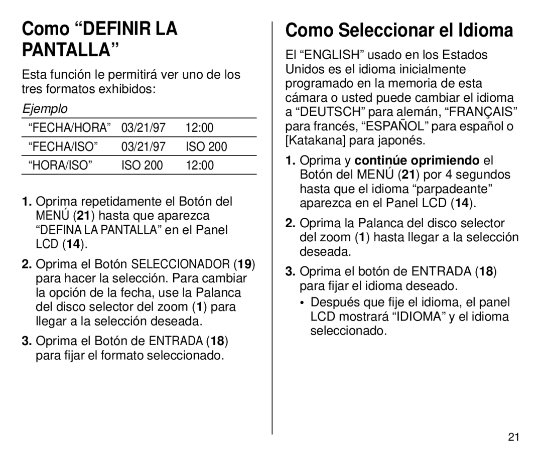 Kodak 4800IX ZOOM, 4700 ix manual Como Definir LA, Como Seleccionar el Idioma 