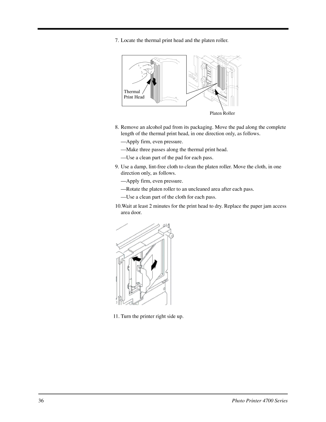 Kodak 4700 manual Locate the thermal print head and the platen roller 