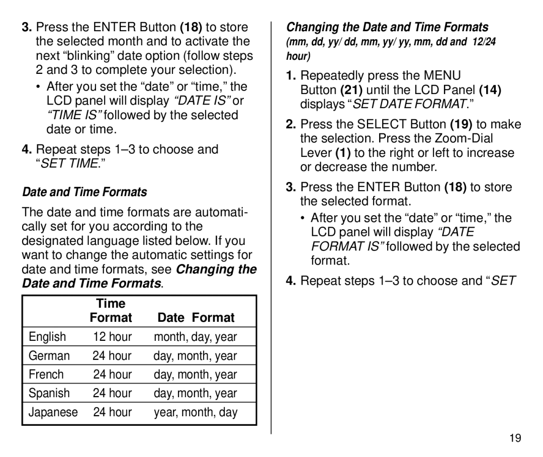 Kodak 4800ix, 4700ix manual Changing the Date and Time Formats 