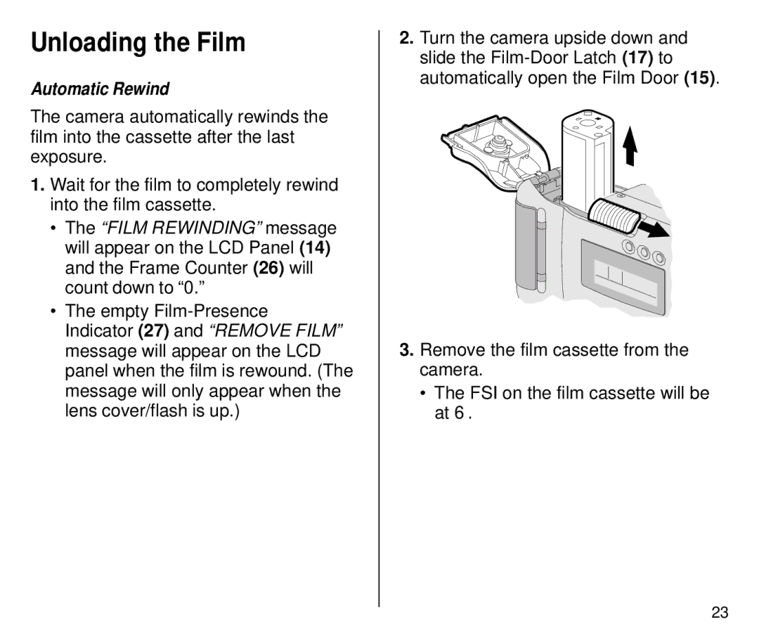 Kodak 4800ix, 4700ix manual Unloading the Film, Automatic Rewind 